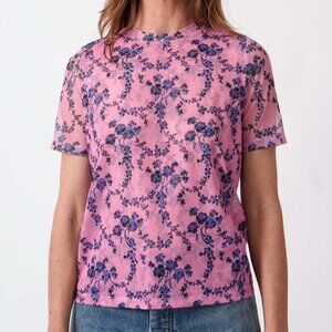 No. 6 Store Carey Tee, Pink Trellis, size sm
